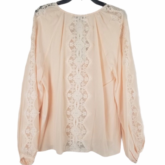 Joie Bernabas Lace Trim Blouse 100% Silk Large - Picture 6 of 9